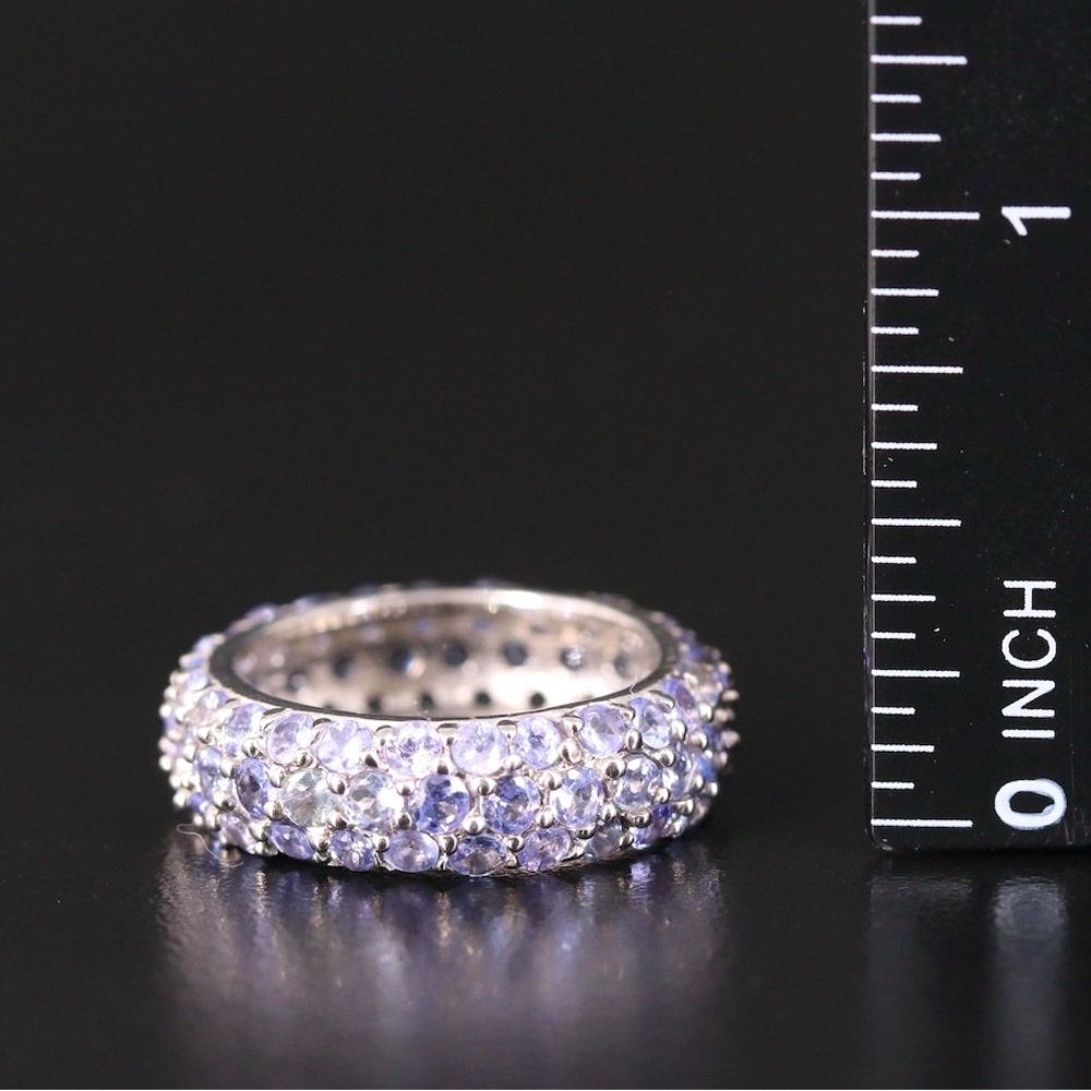 Holiday Sale ✨ Natural Tanzanite Pavé & Sterling Eternity Band • US7.5 - Picture 3 of 5
